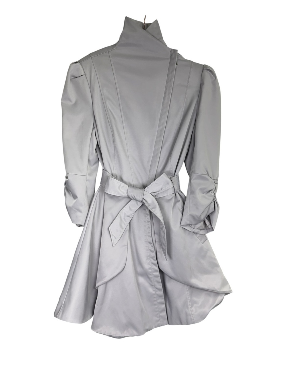 Bebe.   Gray Trench Coat with Tailored Silhouette and Cinched Waist - Picture 3 of 14